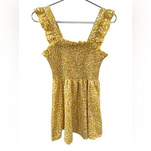 SHEIN Yellow Floral Ruffle Strap Dress